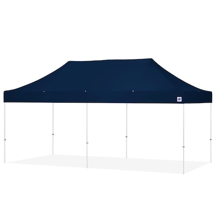 E-Z Up TAA Compliant Eclipse Shelter, 10' W x 20' L, White Steel Frame, Navy Blue Top EC3STL20KFWHTMCNB